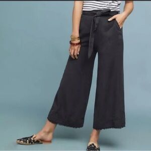 Anthropologie Cloth & Stone Charcoal Crop Linen Pant